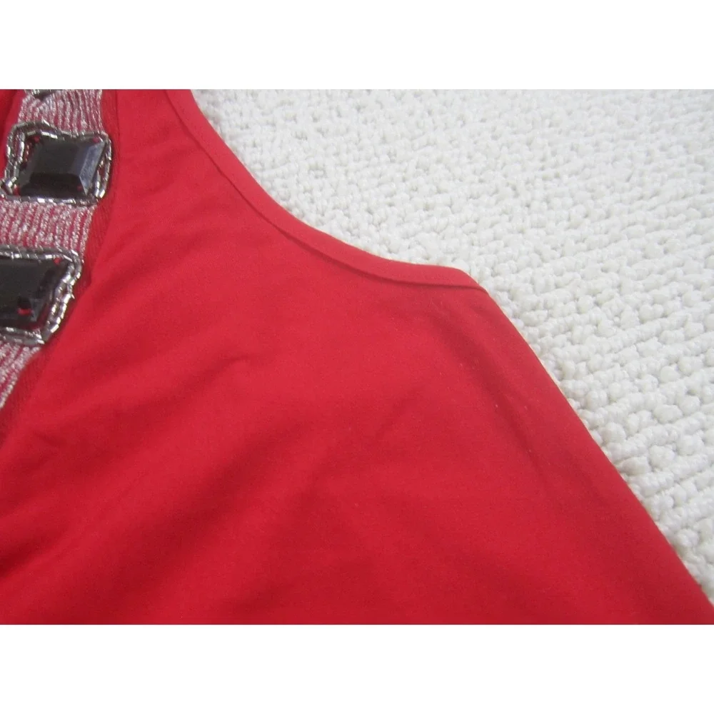 Notations Shirt Womens Medium Red Embellished Beaded Neck Sleeveless‎ Tank Top - Picture 3 of 11